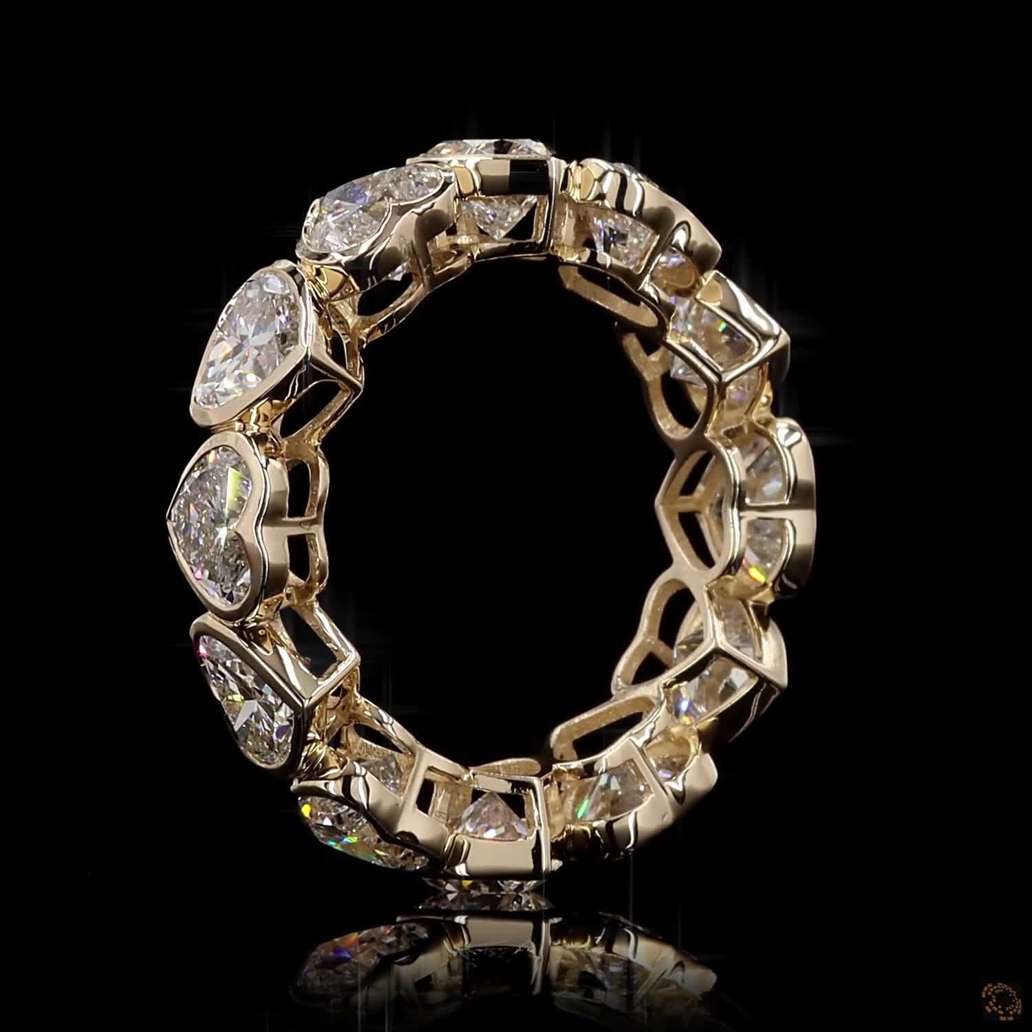 6.92 Ct Heart-Shaped Diamond Eternity Band Ring | Solid 14K Gold Anniversary Ring