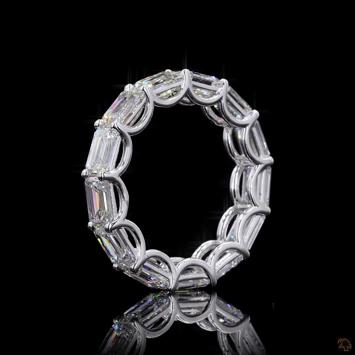 6.83 Ct East-West Emerald Cut Diamond Eternity Band set in white gold