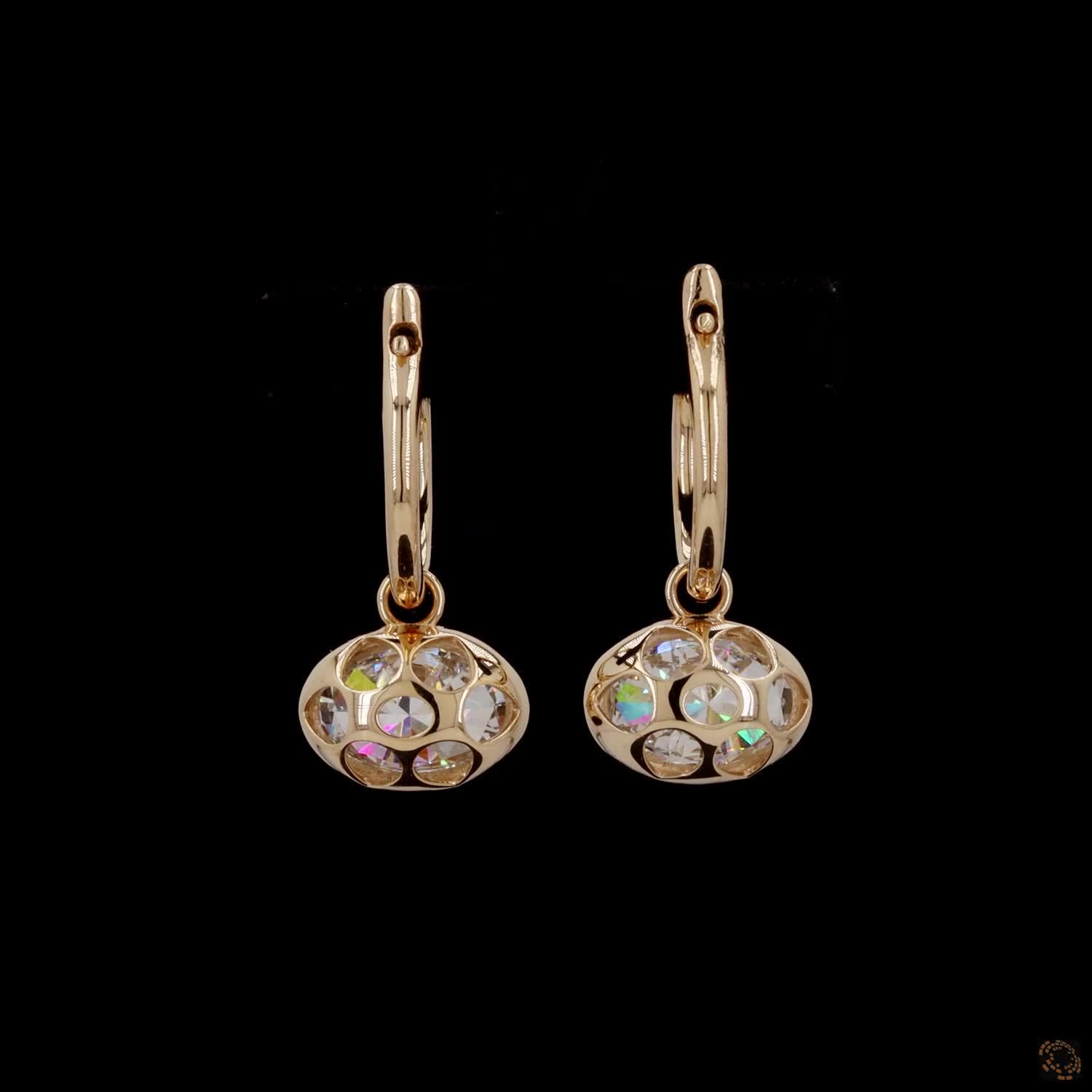5.06 Horizontal Oval Solitaire Diamond Huggie Hoop Earrings in Yellow Gold