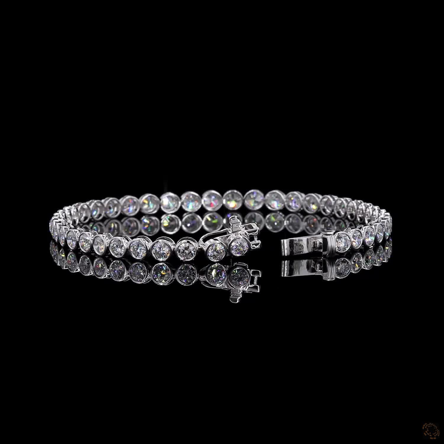 5.57 Ct Full Bezel Setting Individual smooth round metal rims completely encircling each diamond