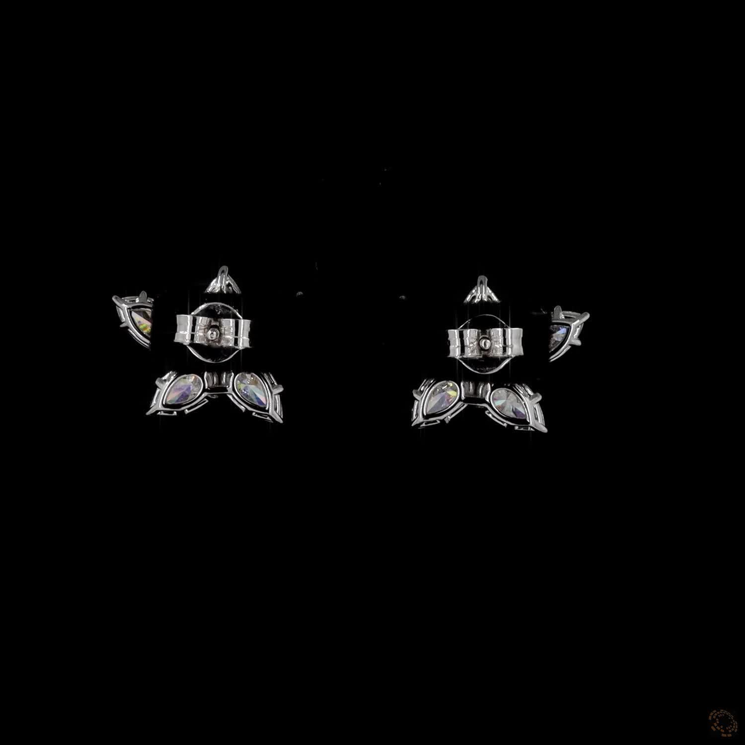 4.49 Ct Pear and Marquise Cut Diamond Flower Cluster Earrings