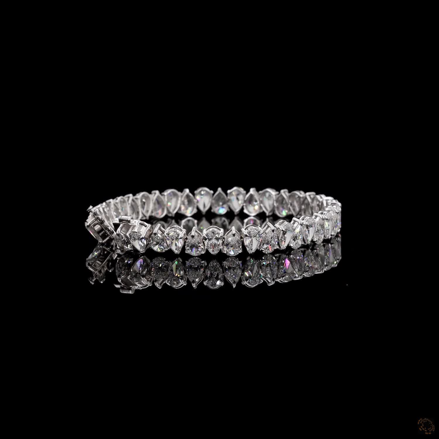 20.09 Ct White Gold Pear Shape Bracelet, Tear Drop Eternity Fancy  Bracelet, Elegant Bridal Fine Jewelry Gift