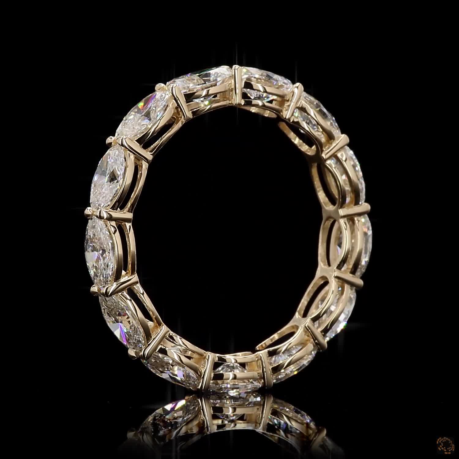 3.35 Ct East-West Oval Cut Diamond Eternity Ring in Yellow Gold