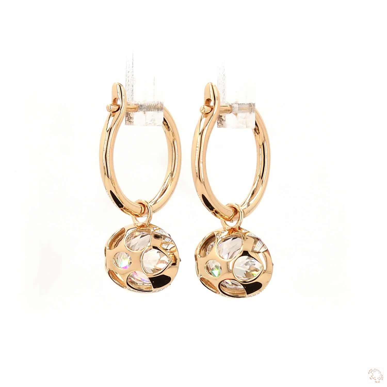 5.02 Ct East-West Oval Cut Diamond Bezel Huggie Charm Earrings in Two-Tone Gold