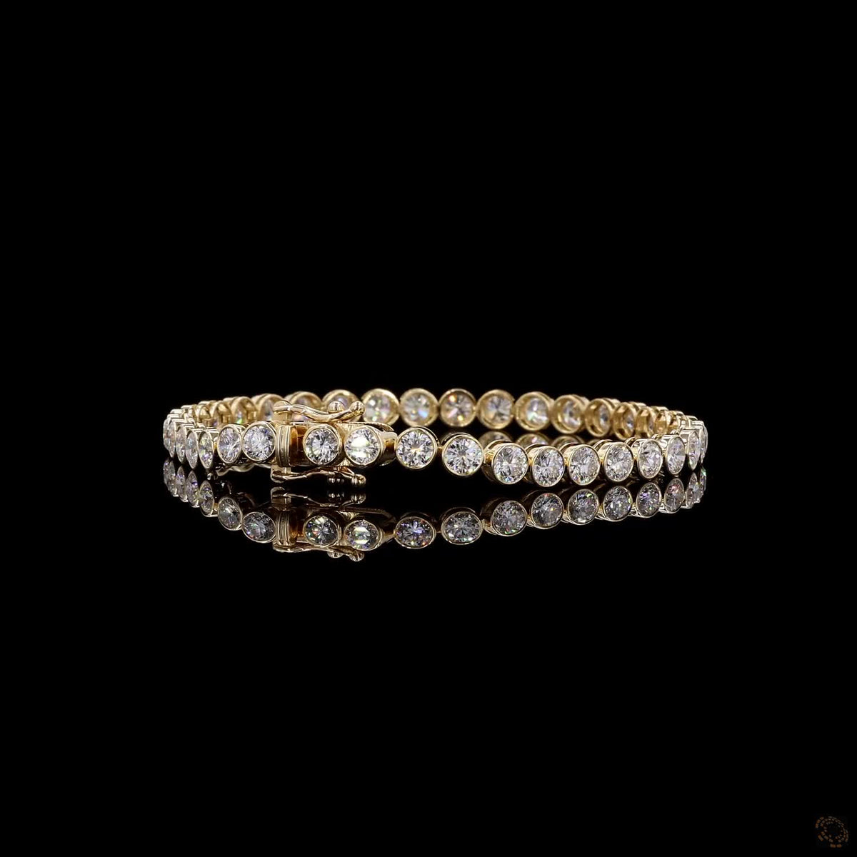 8.4 Ct Full Bezel Setting Smooth solid gold rim securing each stone