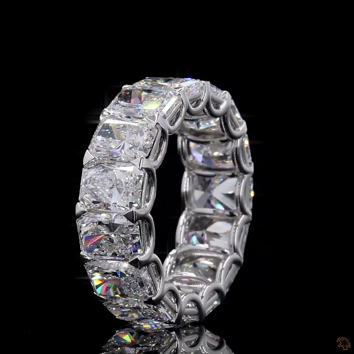 11.84 Ct Radiant Cut Lab Diamond Ring, White Gold Radiant Eternity Ring, Cushion Cut Eternity Band, Shared-Prong Radiant Band, Anniversary Eternity Ring