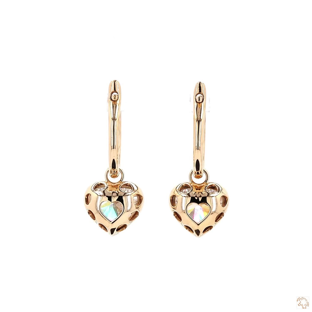 5.16 Ct Luxury Heart Cut Georgian Earring | 14K Yellow Gold Heart Hoop Earrings