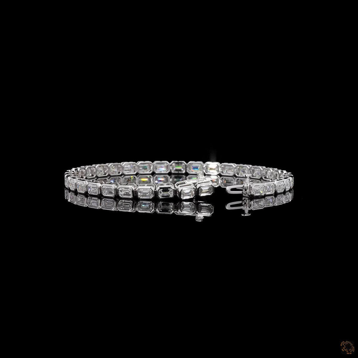 12.74 Ct Bar Set Emerald Cut Diamond Bracelet, Emerald Cut Tennis Bracelet White Gold, Horizontal Bar Diamond Bracelet, Minimalist Emerald Cut Bracelet