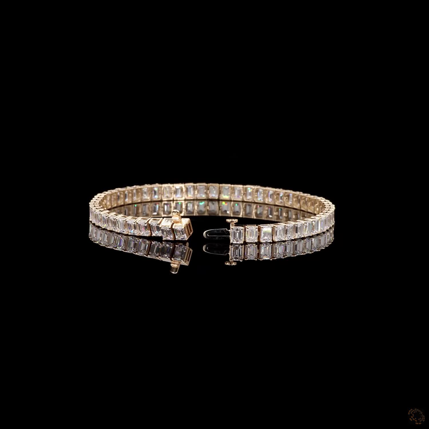 12.28 Ct Luxury Emerald-Cut Crystal Tennis Bracelet for Women | Elegant Sparkling Link Bracelet