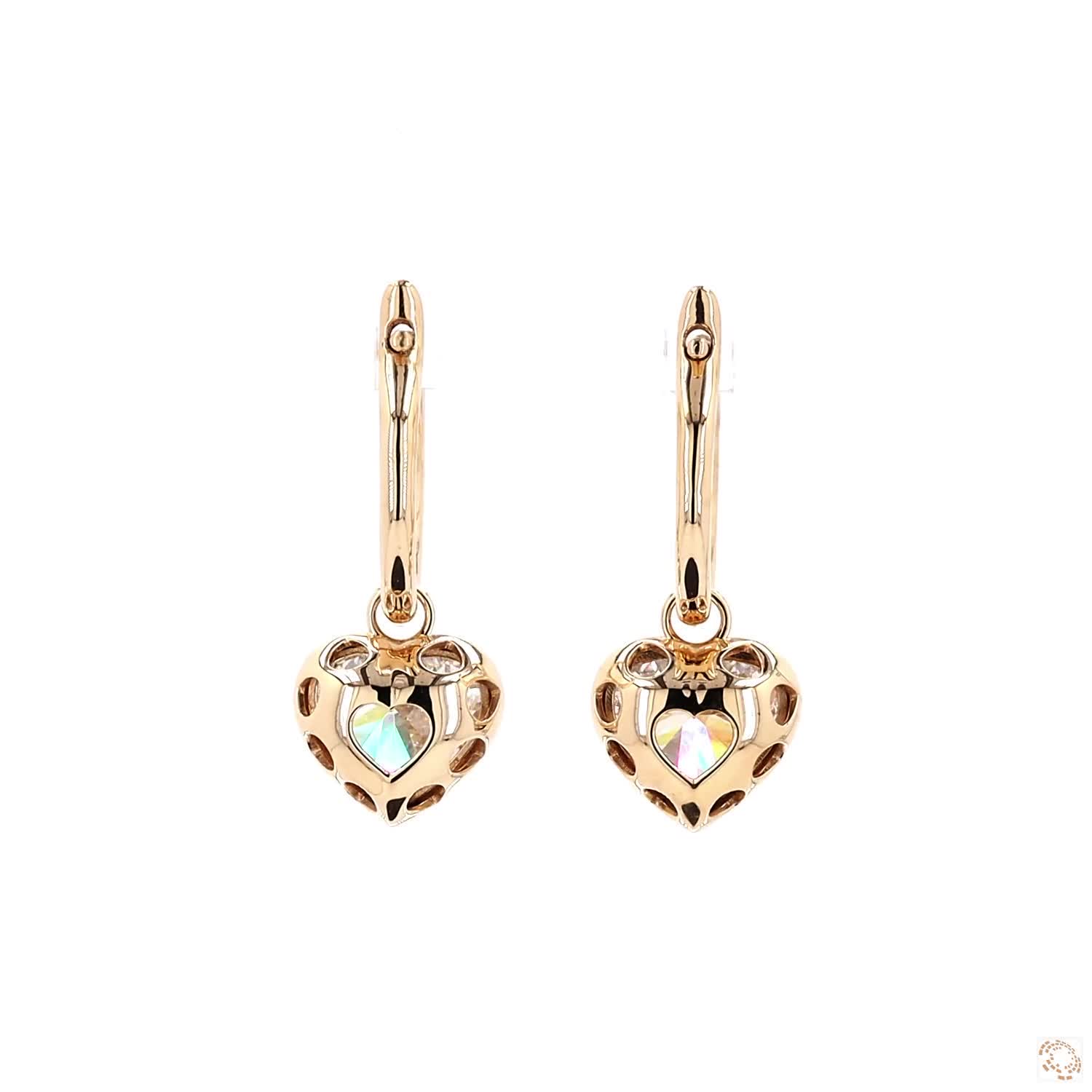 5.16 Ct Luxury Heart Cut Georgian Earring | 14K Yellow Gold Heart Hoop Earrings