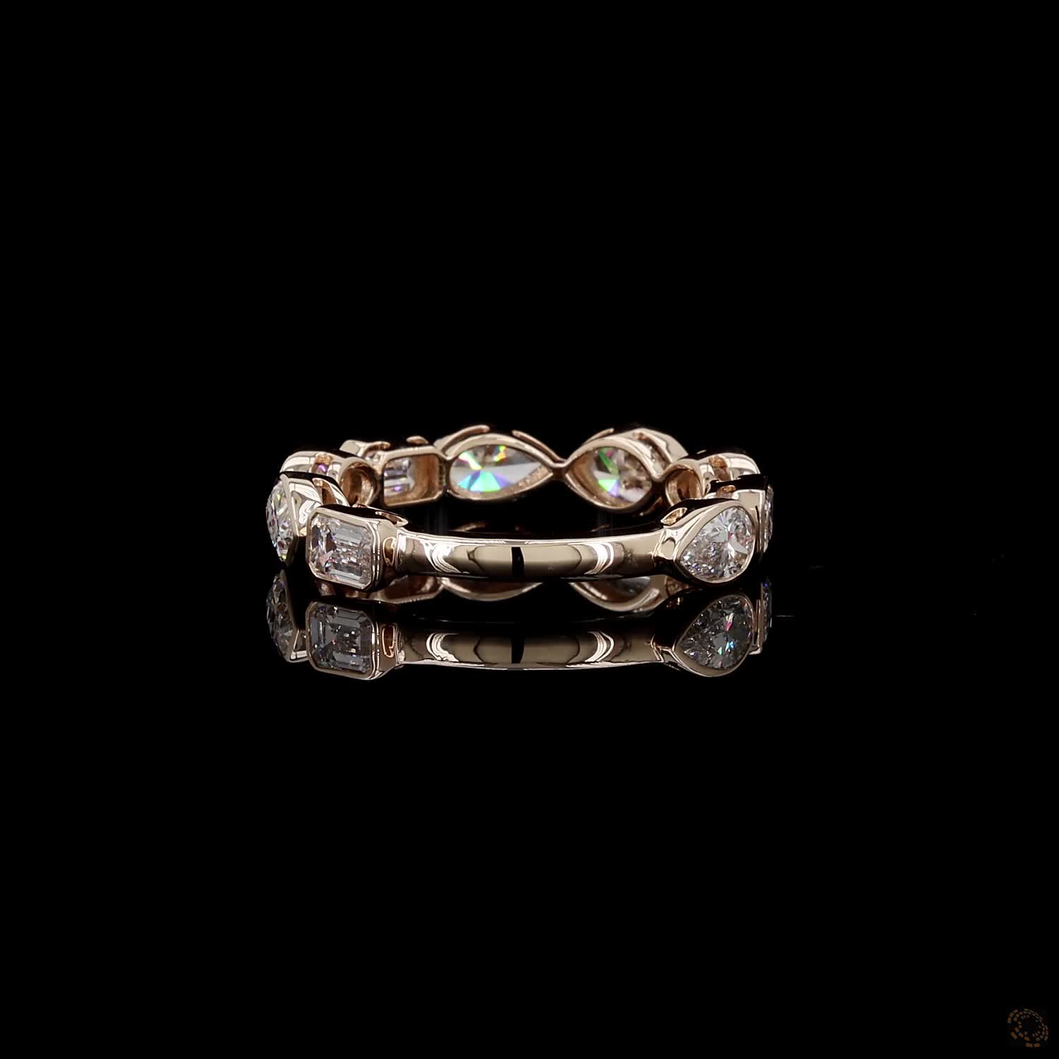2.56 Ct Multi-Shape Bezel-Set Diamond Eternity Band / Confetti Mixed-Cut Diamond Ring