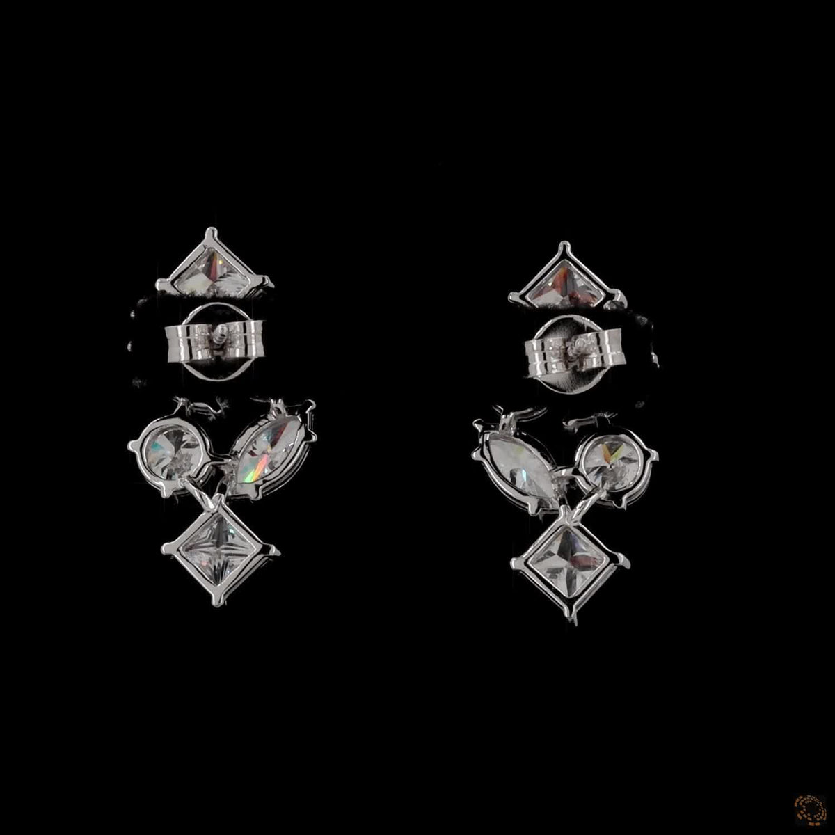 5.6 Ct Multi-Shape Diamond Cluster Drop Earrings in 14K White Gold