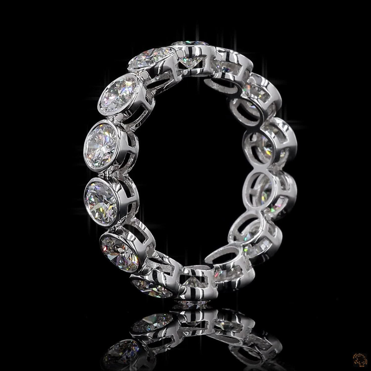 3.67 Ct Round Cut Diamond Bezel Eternity Band – 14K White Gold Floating Bezel Wedding Ring