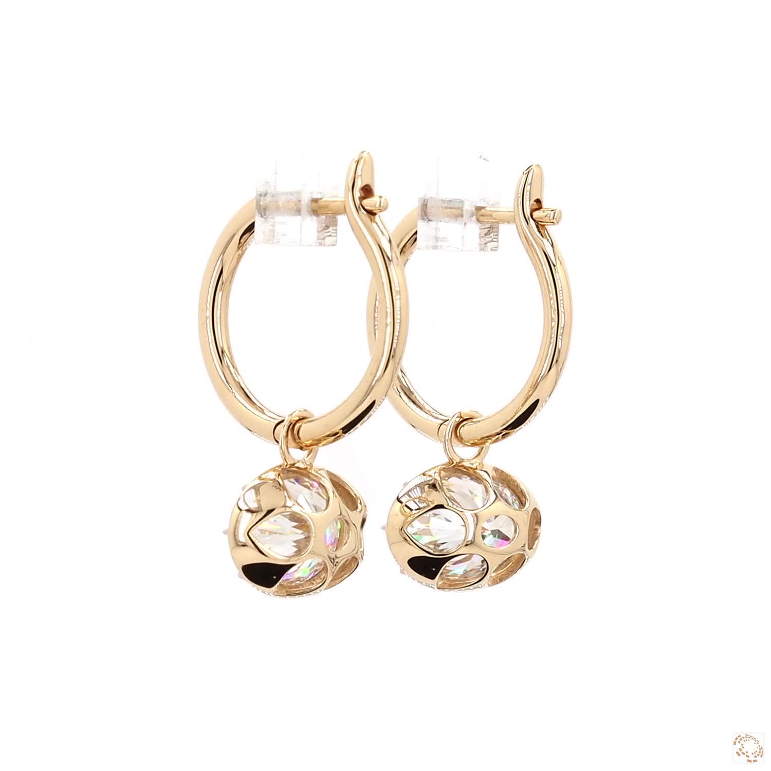 4.11 Ct Gold Oval Solitaire Dangle Earrings | Luxury Oval Crystal Hoop Earrings
