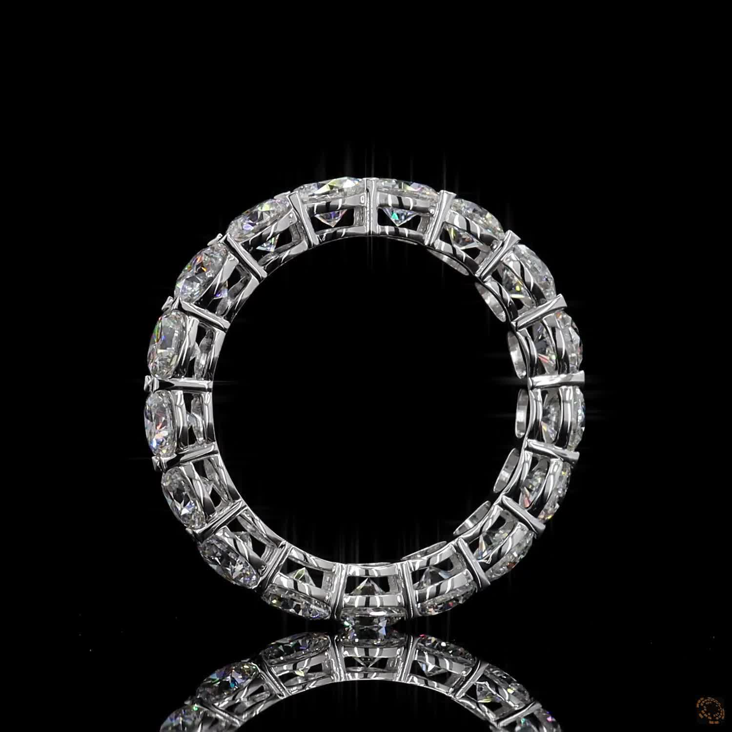 4.42 Ct Full Eternity Wedding Band, Round Brilliant Cut Prong Bridal Band in White Gold