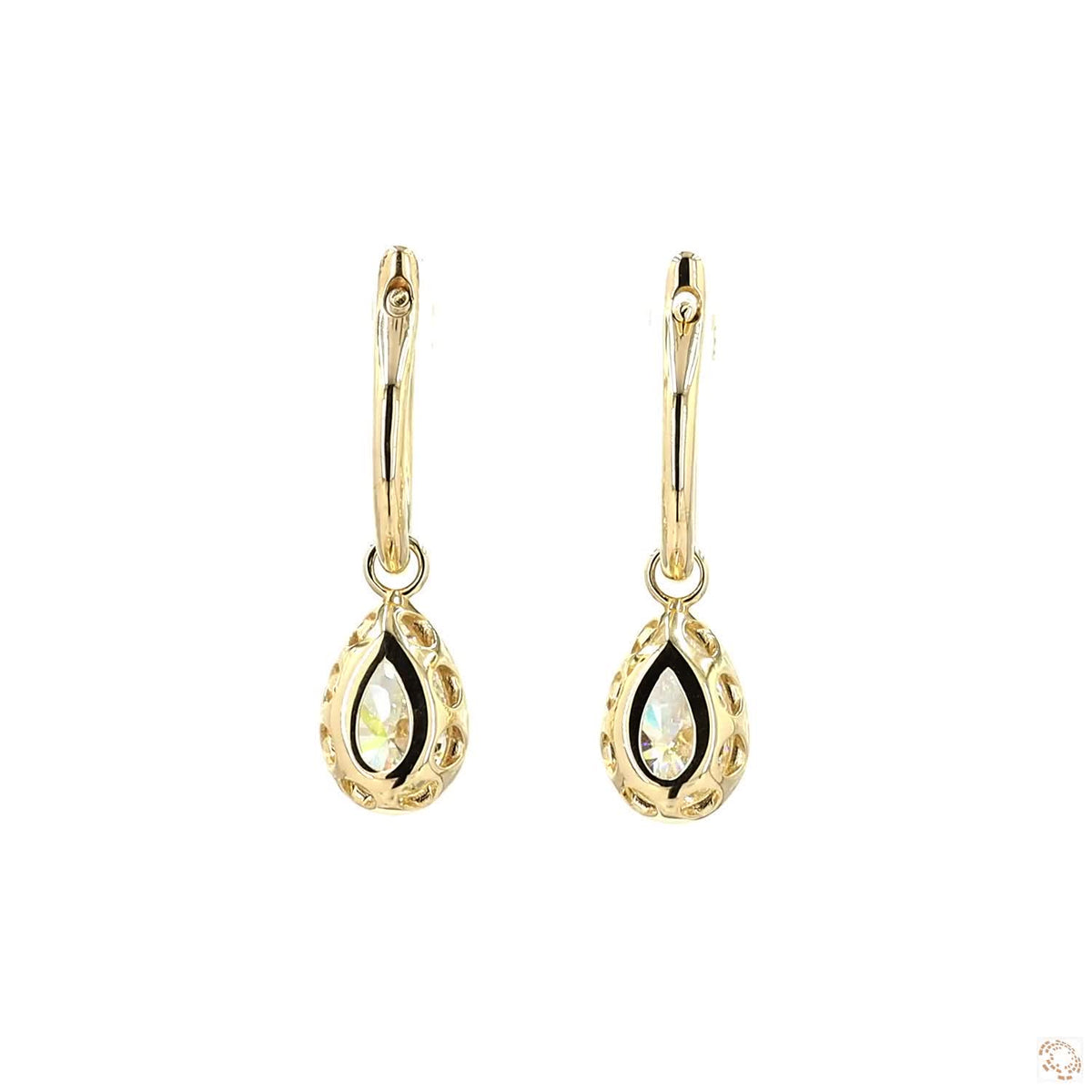 3.17 Pear Shaped Diamond Huggie Earrings | Fine Gold Dangle Jewelry