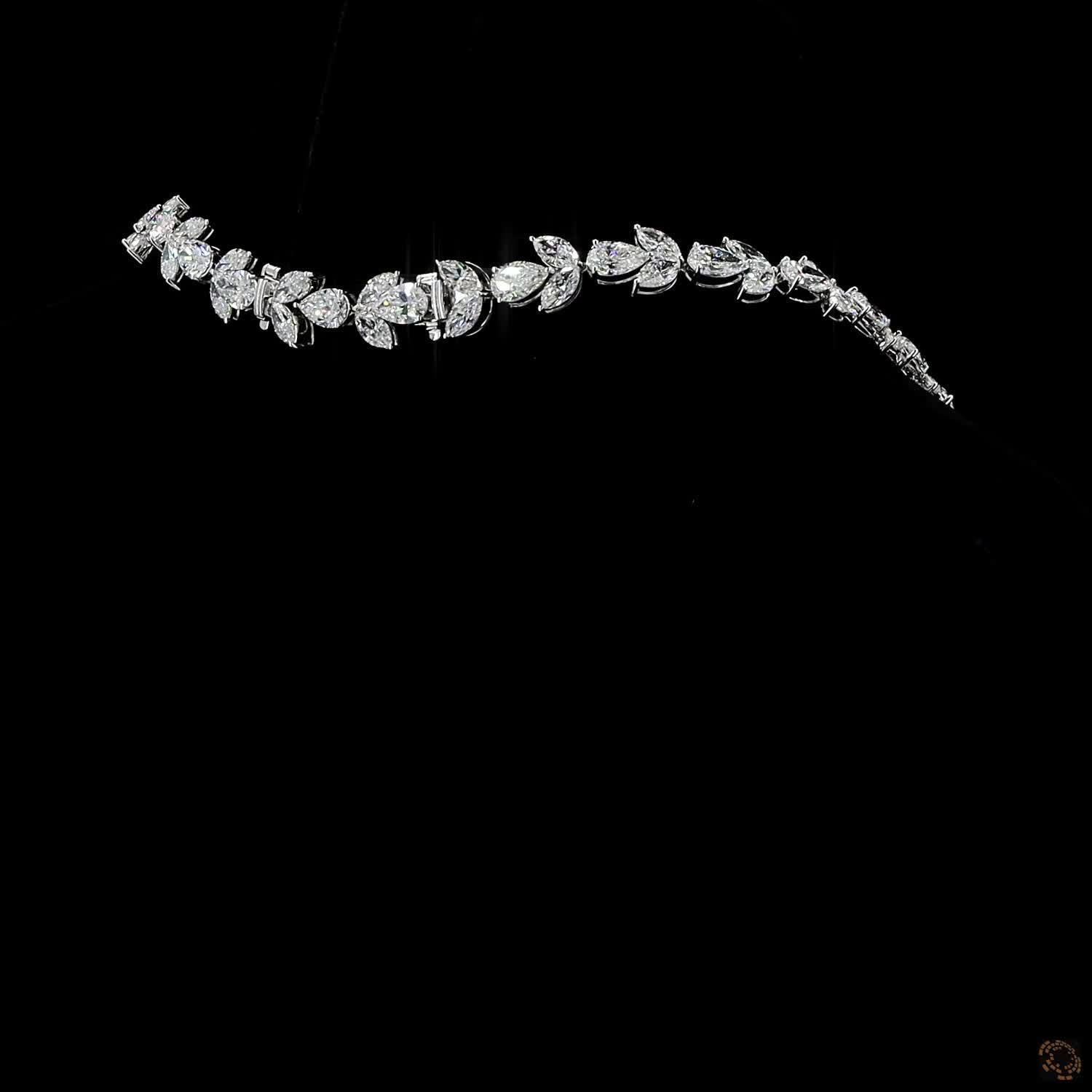 65.78 Ct Botanical Leaf & Cluster Marquise Diamond Drop Necklace in 14K White Gold