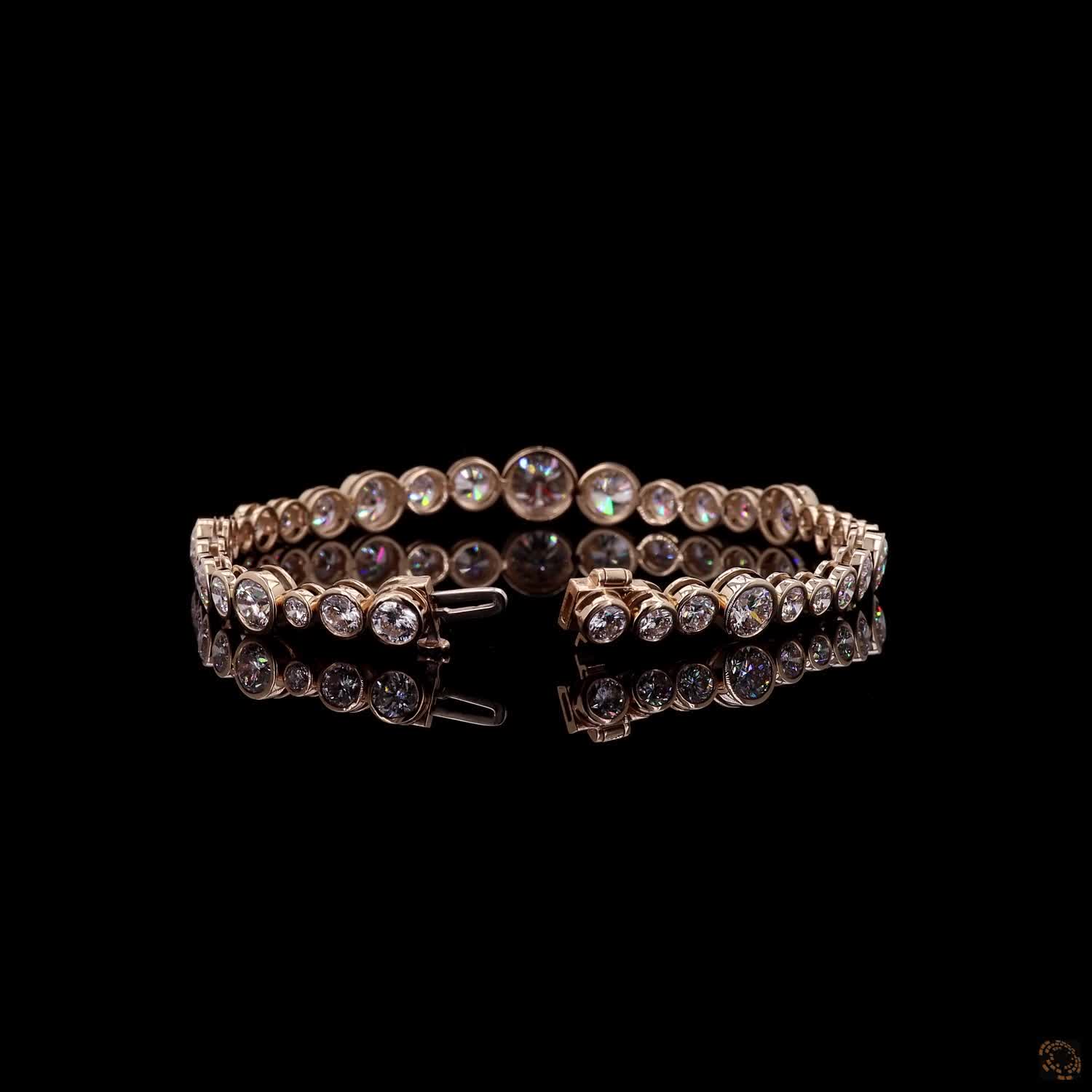 9.99 Ct Yellow Gold Bezel Fancy Bracelet, Round Brilliant Moissanite Eternity Bracelet, Modern Minimalist Stackable Bridal & Anniversary Jewelry (Copy)