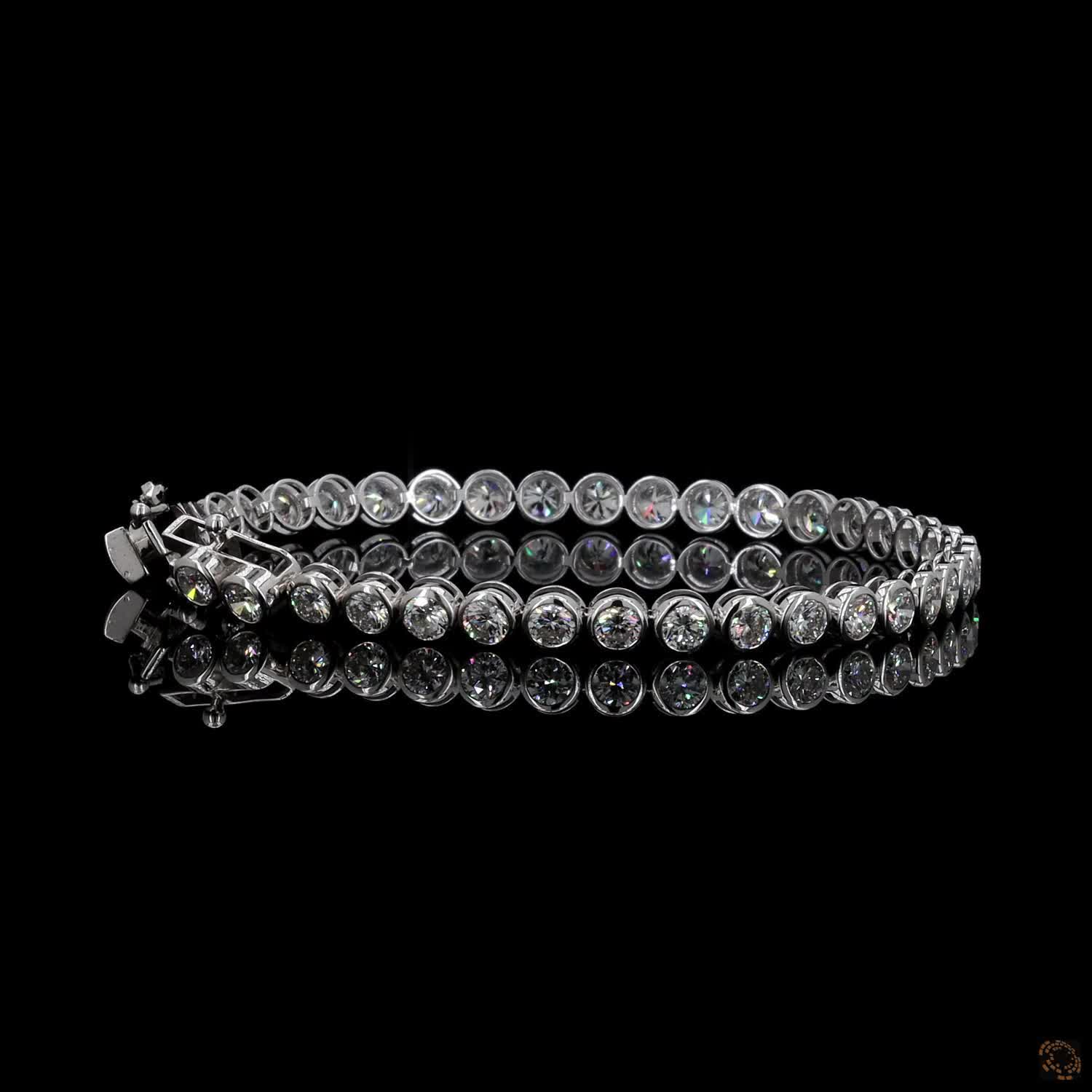 8.35 Ct Silver Round Crystal Tennis Bracelet for Women – Classic Sparkling Link Bracelet