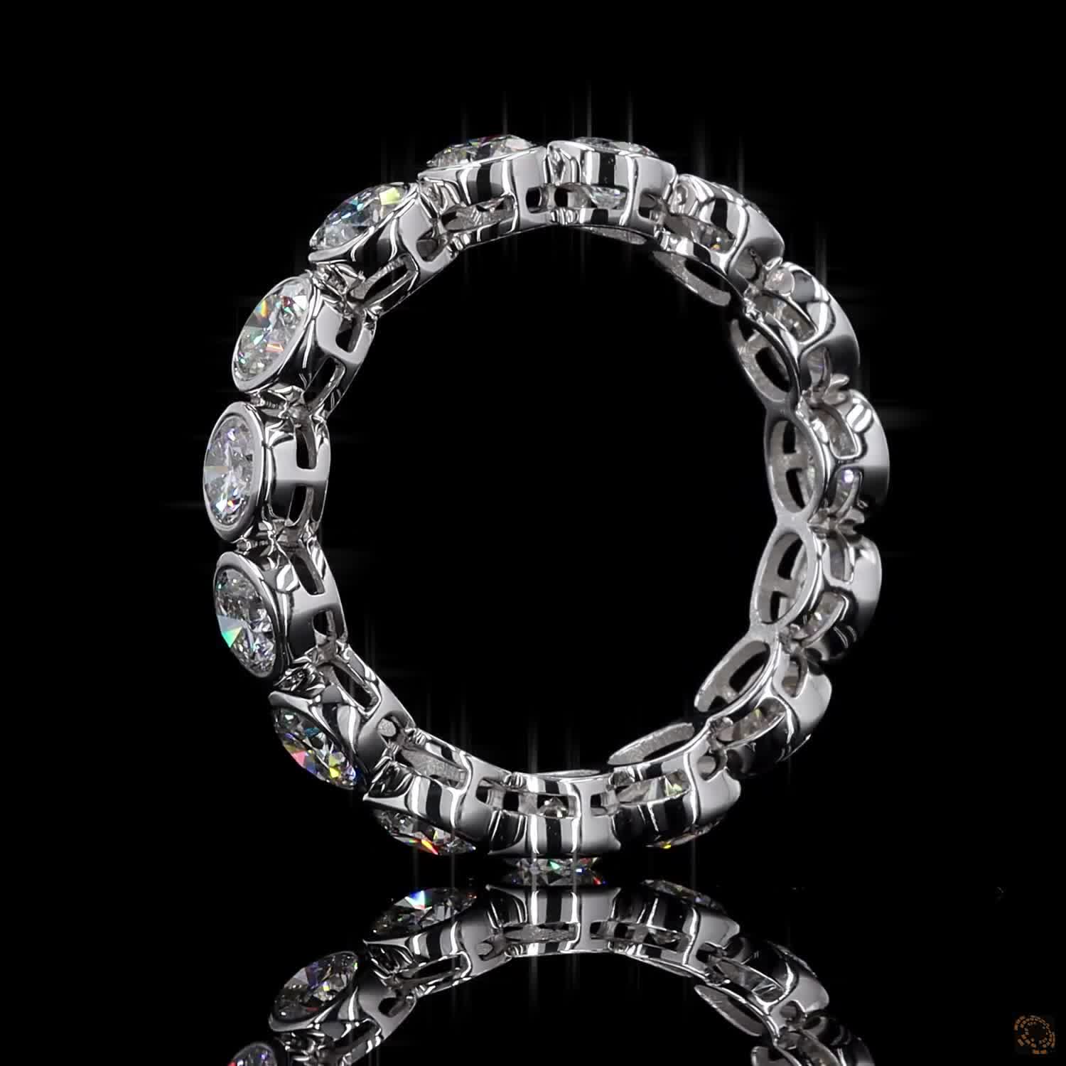 2.78 Ct Round Cut Diamond Bezel Eternity Band – 14K White Gold Floating Bezel Wedding Ring