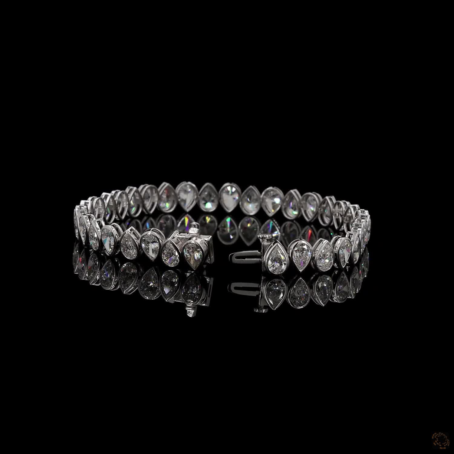 12.82 Ct North-South Pear-Cut Diamond Bezel Tennis Bracelet in White Gold