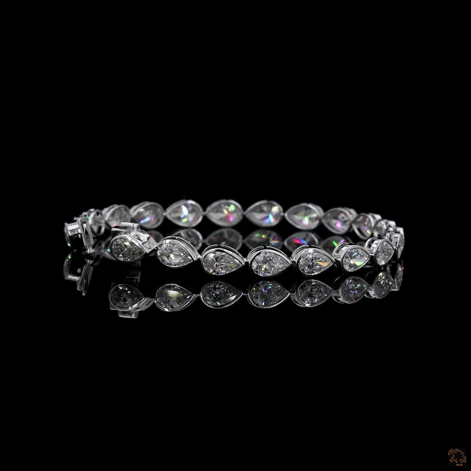 10.67 Ct Pear Cut Diamond Tennis Bracelet, Bezel Set Diamond Bracelet, Teardrop Diamond Bracelet, White Gold Pear Diamond Bracelet, Lab-Grown Pear Tennis Bracelet