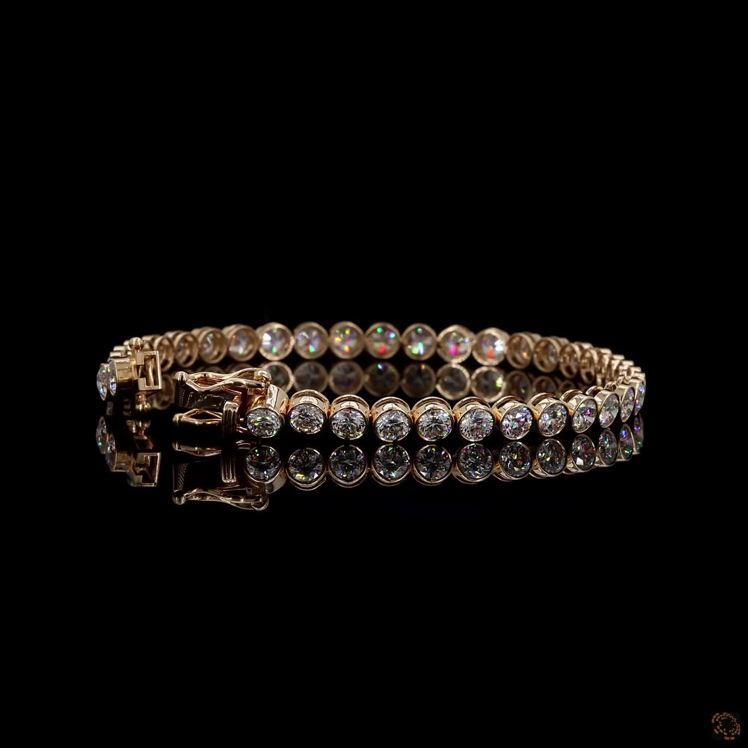 12.85 Ct Gold-Tone Round Crystal Tennis Bracelet for Women – Elegant Sparkling Bracelet