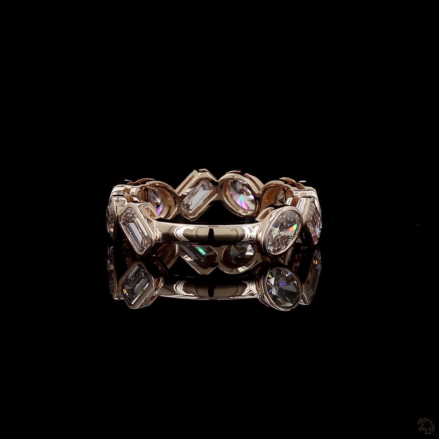 3.38 Ct East West Bezel Diamond Band, Diagonal Mixed Cut Eternity Ring, East West Multi Shape Diamond Band, Angled Bezel Cut Diamond Band, Confetti Bezel Eternity Ring