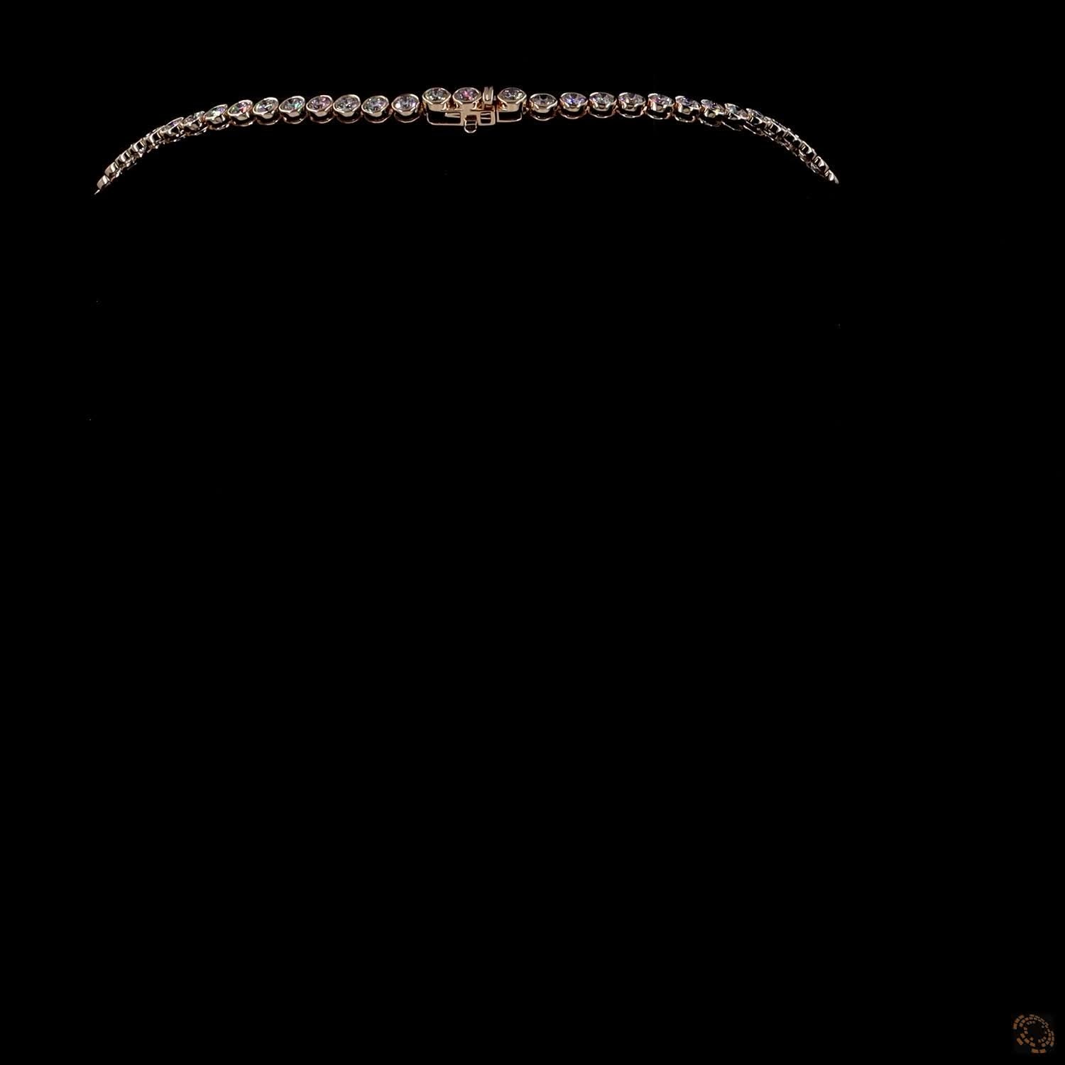 19.13 Ct Graduated Round Bezel Set Solitaire Tennis Choker Necklace in Gold