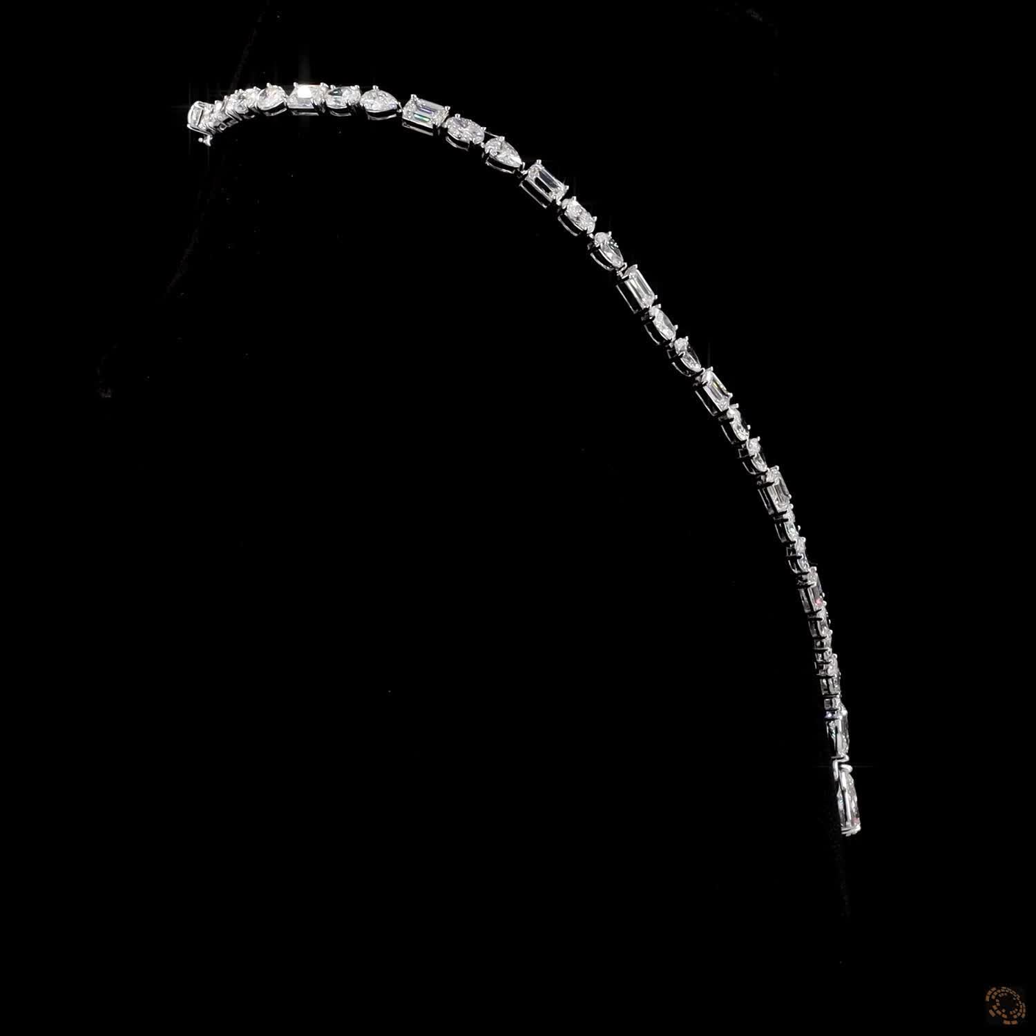 31.86 Ct Multi-Shape Diamond Tennis Necklace with Pear Drop | Mixed Cut Fancy Diamond Riviera Necklace in White Gold