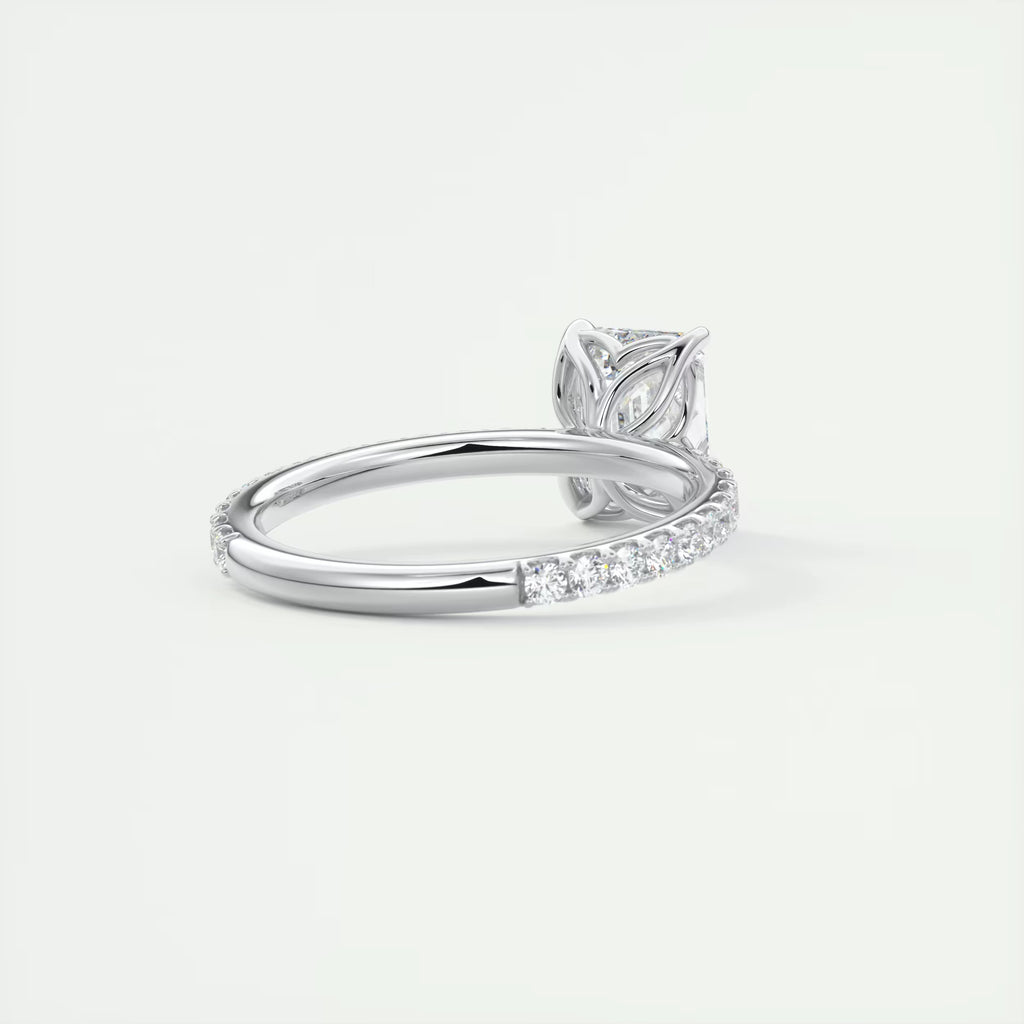 2.50 Ct Royale Pavé Center Stone Emerald Floral Basket 1.8mm French Set Pavé Ring