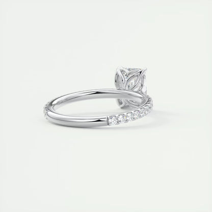 2.50 Ct Royale Pavé  Emerald Floral Basket 1.8mm French Set Pavé Ring