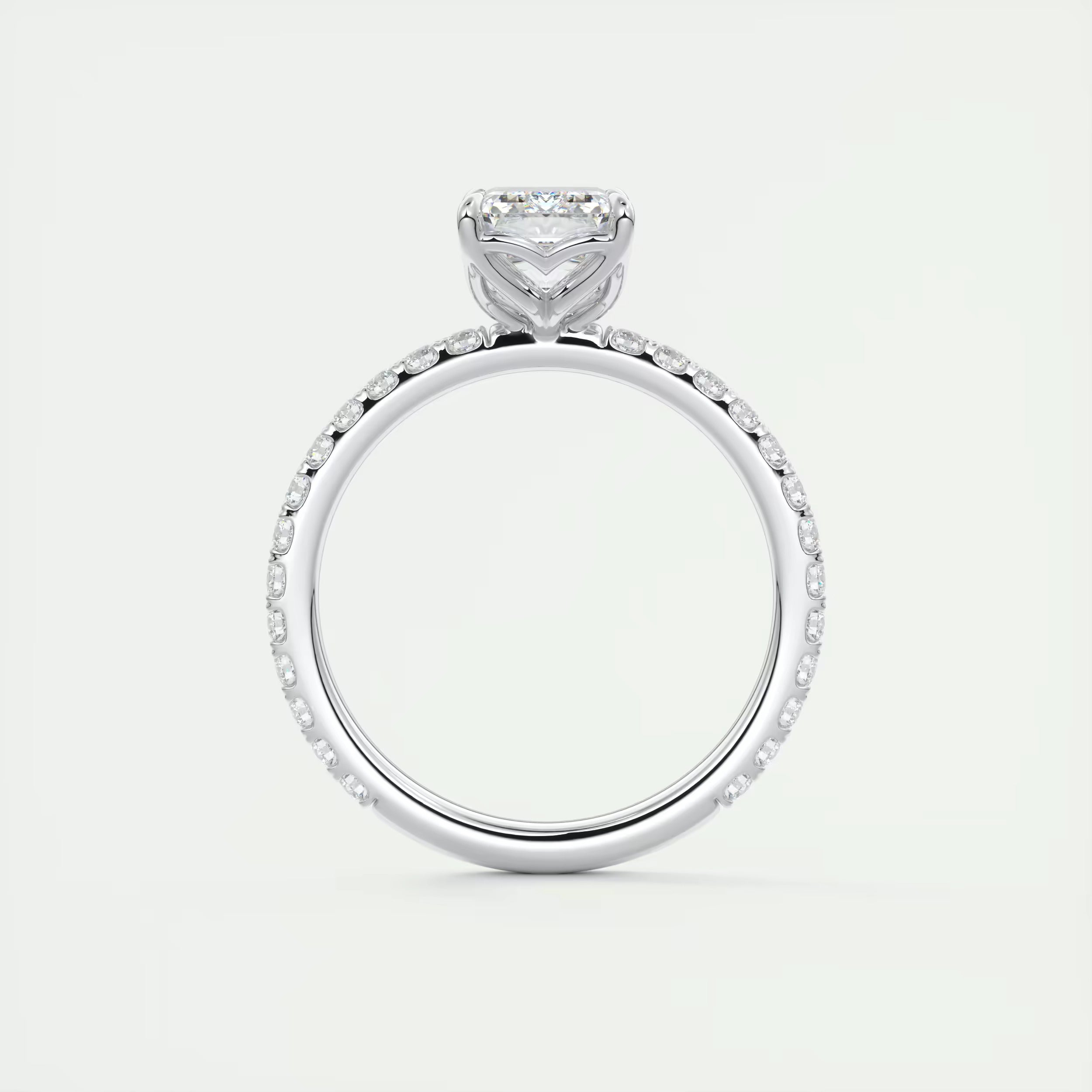 2.50 Ct Royale Pavé Center Stone Emerald Floral Basket 1.8mm French Set Pavé Ring