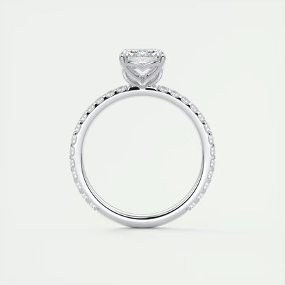 2.50 Ct Royale Pavé  Emerald Floral Basket 1.8mm French Set Pavé Ring