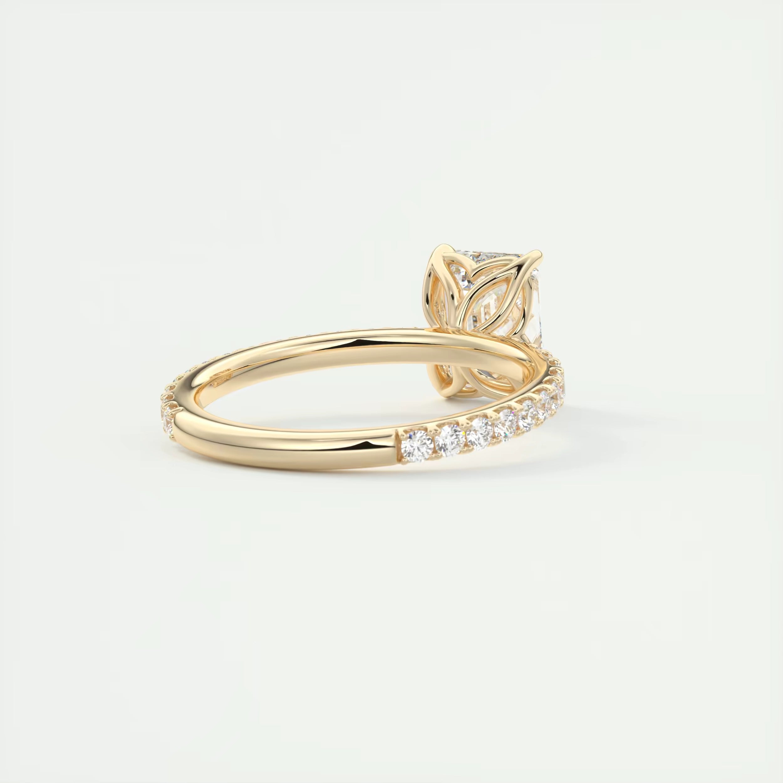 2.50 Ct Royale Pavé Center Stone Emerald Floral Basket 1.8mm French Set Pavé Ring