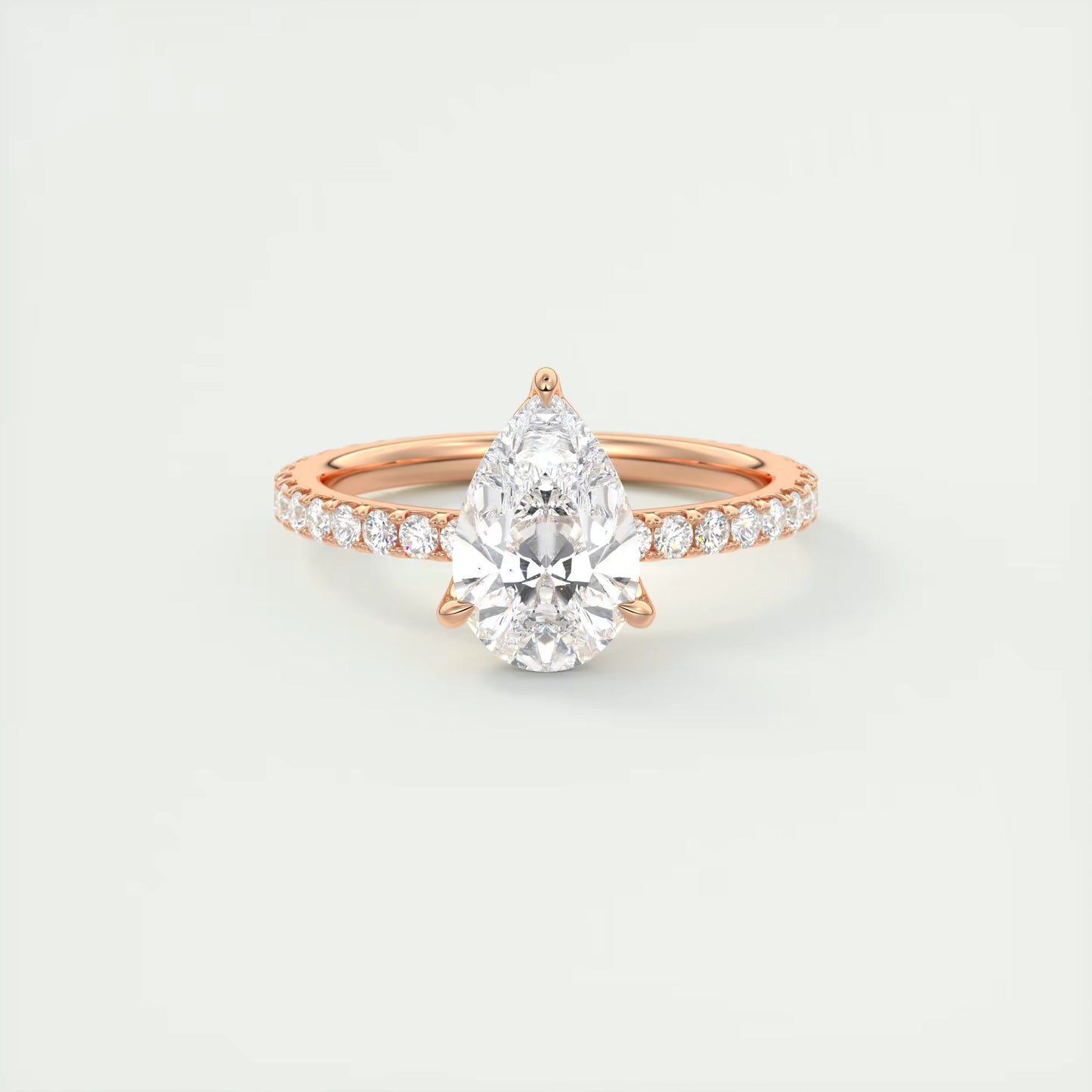 2.50 Ct Royale Pavé  Pear Floral Basket 1.8mm French Set Pavé Ring
