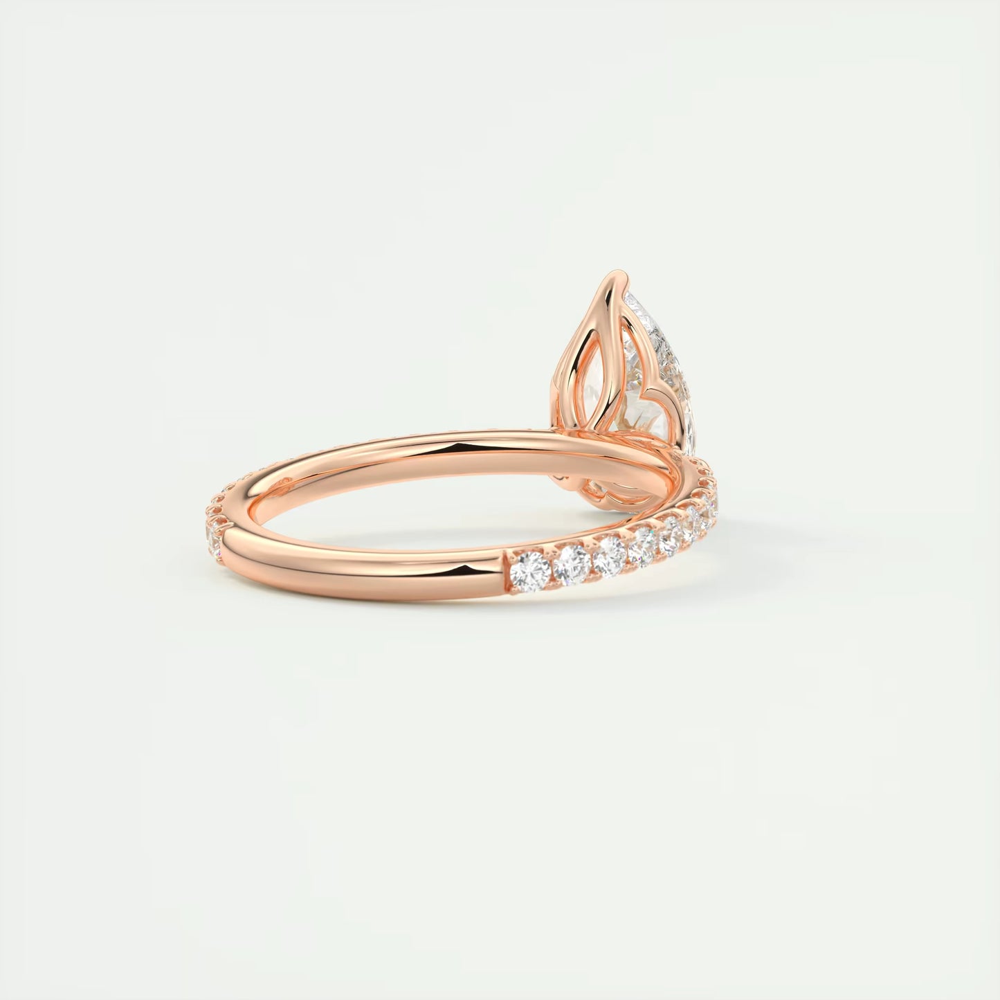 2.50 Ct Royale Pavé  Pear Floral Basket 1.8mm French Set Pavé Ring