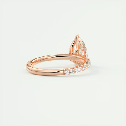 2.50 Ct Royale Pavé  Pear Floral Basket 1.8mm French Set Pavé Ring