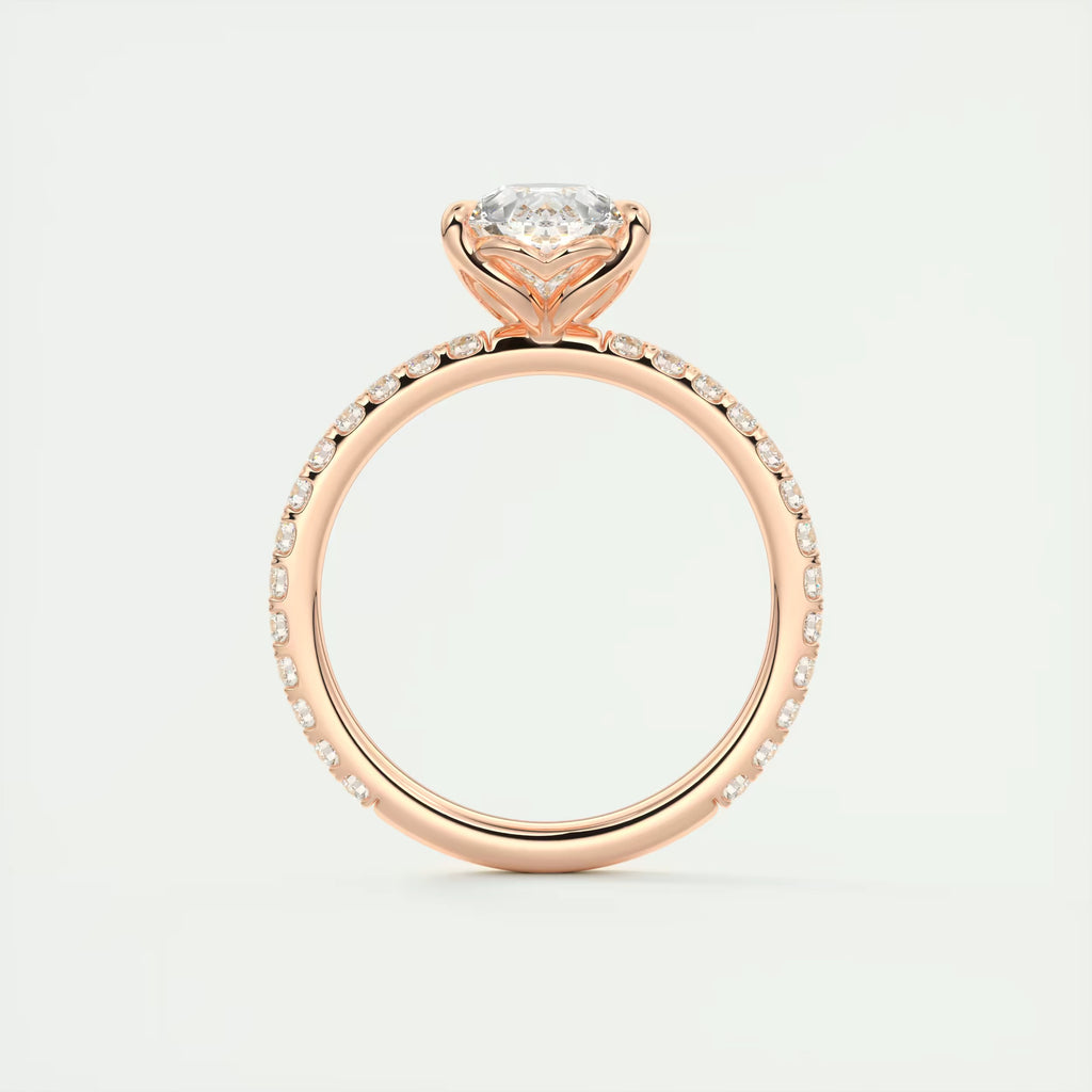 2.50 Ct Royale Pavé  Center Stone Pear & Side Stone Round Pavé Ring