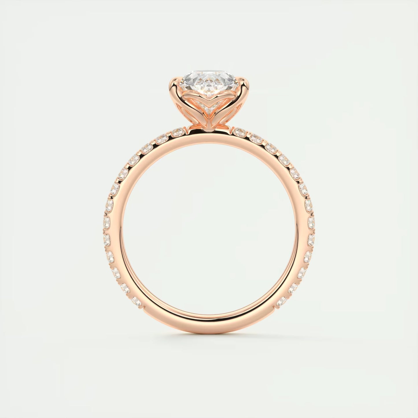 2.50 Ct Royale Pavé  Pear Floral Basket 1.8mm French Set Pavé Ring