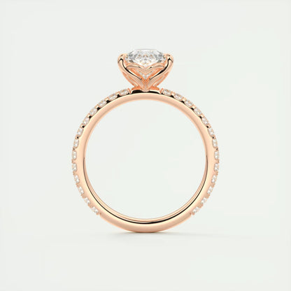 2.50 Ct Royale Pavé  Pear Floral Basket 1.8mm French Set Pavé Ring