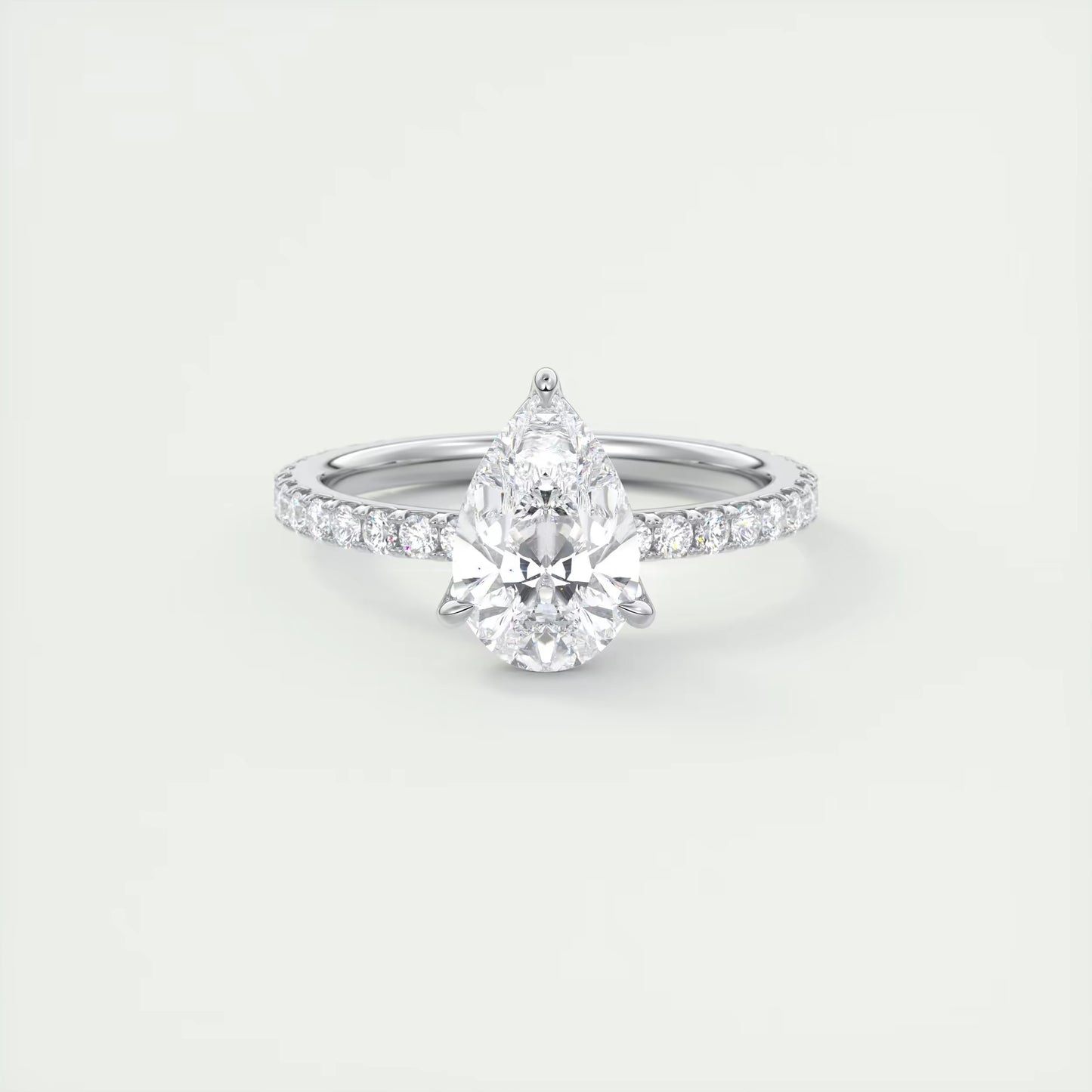 2.50 Ct Royale Pavé  Pear Floral Basket 1.8mm French Set Pavé Ring