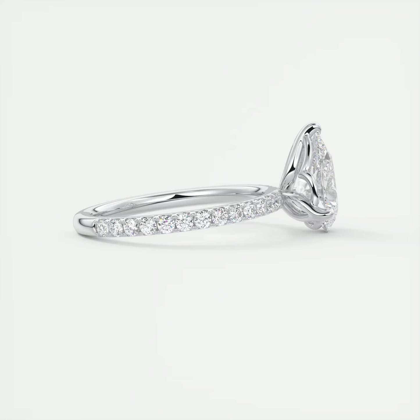 2.50 Ct Royale Pavé  Pear Floral Basket 1.8mm French Set Pavé Ring