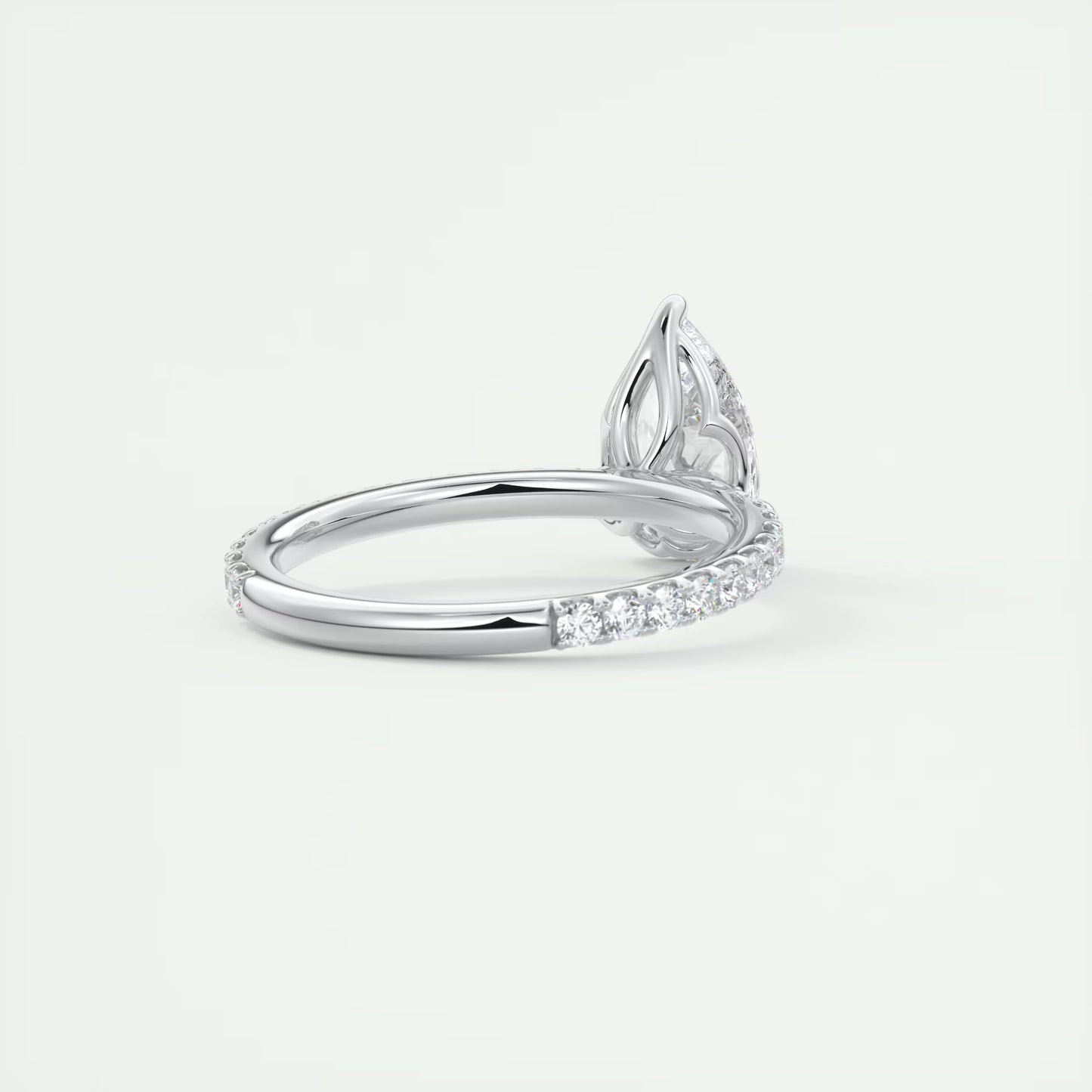 2.50 Ct Royale Pavé  Pear Floral Basket 1.8mm French Set Pavé Ring