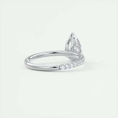 2.50 Ct Royale Pavé  Pear Floral Basket 1.8mm French Set Pavé Ring