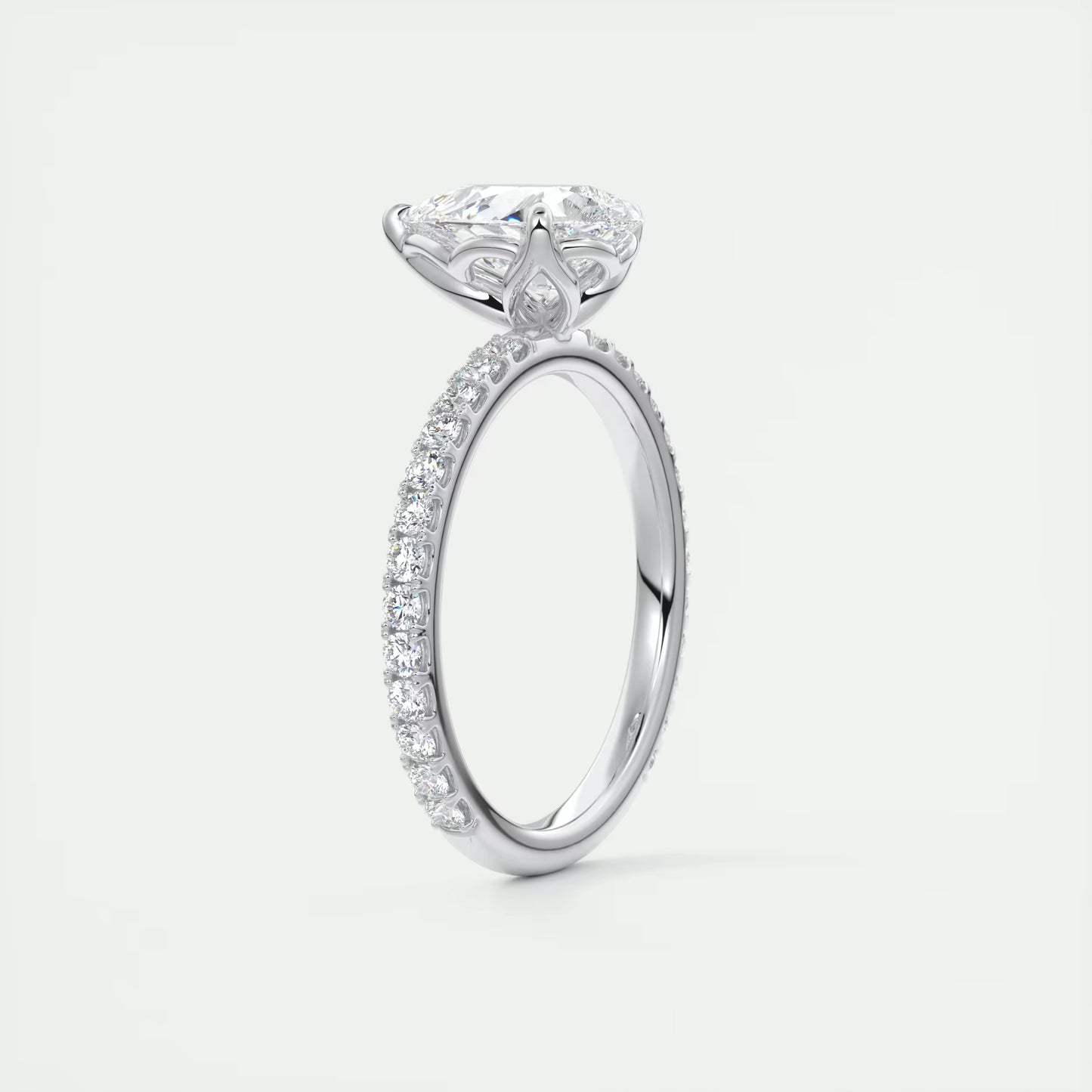 2.50 Ct Royale Pavé  Pear Floral Basket 1.8mm French Set Pavé Ring