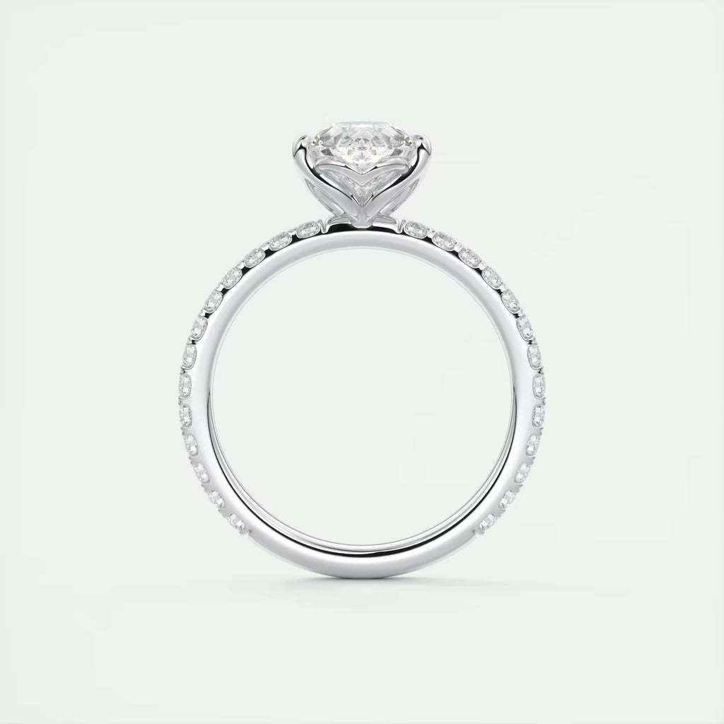 2.50 Ct Royale Pavé  Center Stone Pear & Side Stone Round Pavé Ring