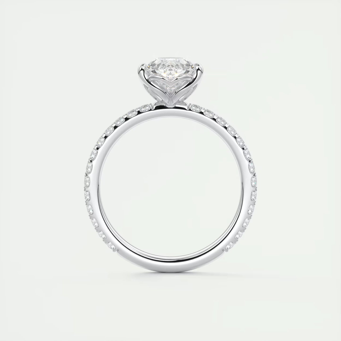 2.50 Ct Royale Pavé  Pear Floral Basket 1.8mm French Set Pavé Ring