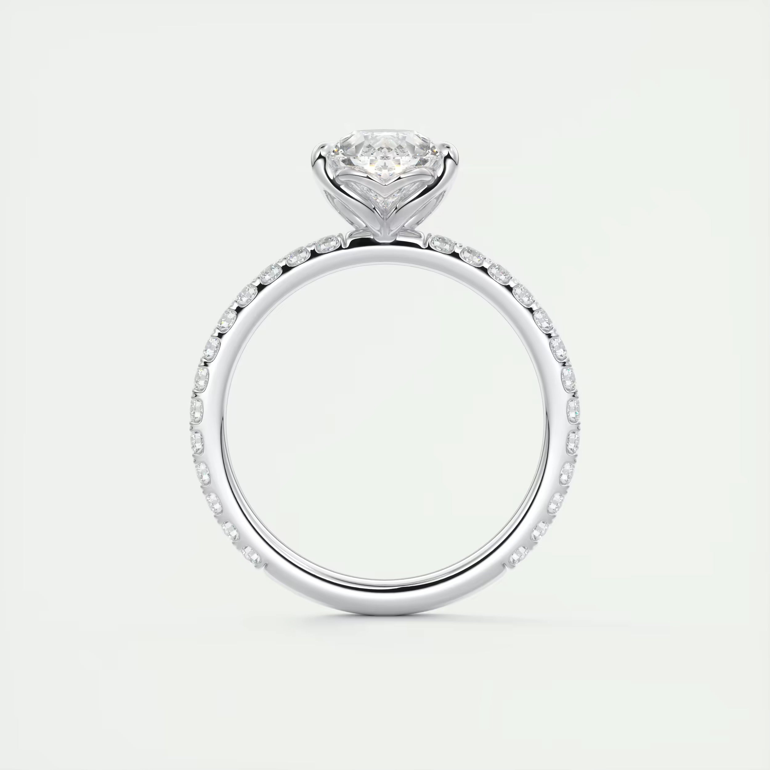 2.50 Ct Royale Pavé  Center Stone Pear & Side Stone Round Pavé Ring