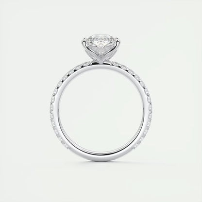 2.50 Ct Royale Pavé  Pear Floral Basket 1.8mm French Set Pavé Ring